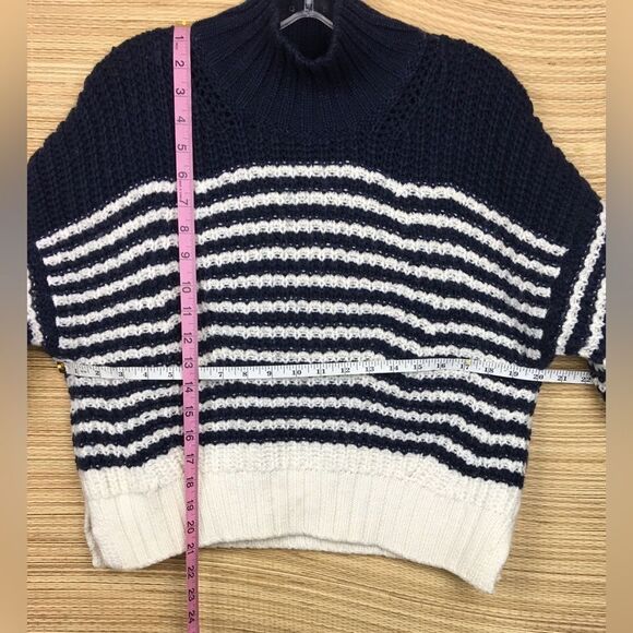 LA LIGNE Bretagne Striped Chunky Knit Wool Sweater Pullover iNAVY/CREAM  Size L - Picture 12 of 12